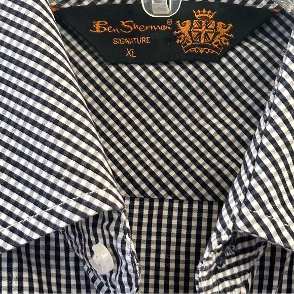 Ben Sherman Checkered Gingham Print Blue Men's Shirt XL 💙 - Picture 9 of 9